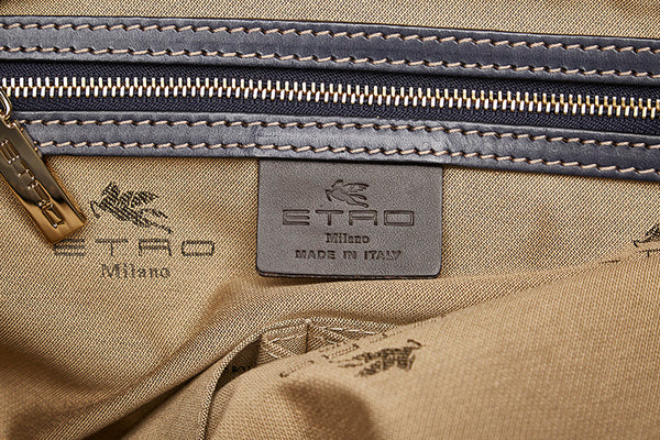 エトロ ペイズリー 1G127-1990 ブルー キャンバス ハンドバッグ レディース ETRO 【中古】