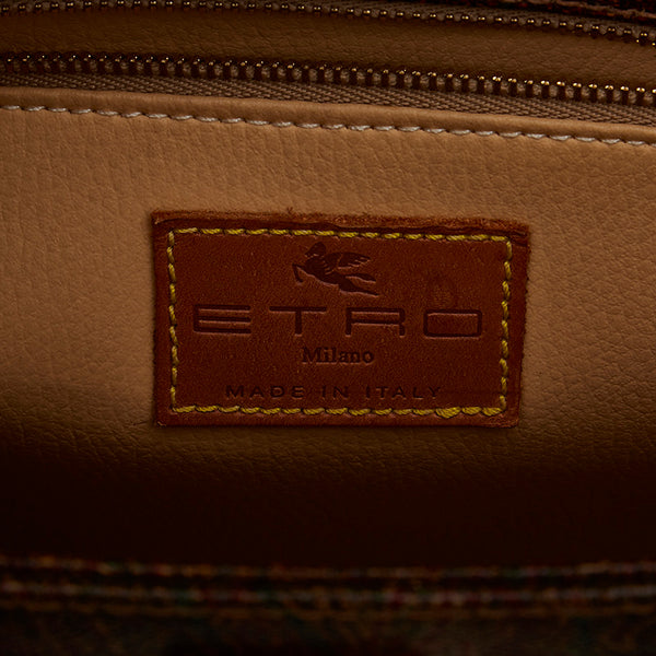 エトロ ペイズリ 14 APR 98 0843 ブラウン レザー ハンドバッグ レディース ETRO 【中古】