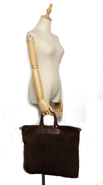 フェンディ ブラウン スウェード レザー トートバッグ ユニセックス FENDI 中古
