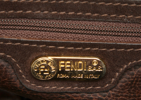 フェンディ ブラウン スウェード レザー トートバッグ ユニセックス FENDI 中古