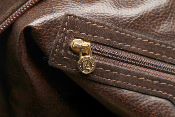 フェンディ ブラウン スウェード レザー トートバッグ ユニセックス FENDI 中古