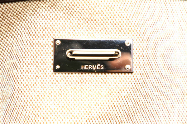 エルメス ジャンピングカバス  ブラウン ベージュ キャンバス レザー トートバッグ ユニセックス HERMES □K印刻(2007年制)刻印 中古