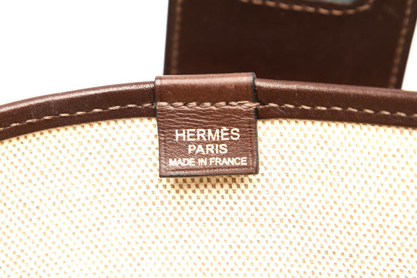 エルメス ジャンピングカバス  ブラウン ベージュ キャンバス レザー トートバッグ ユニセックス HERMES □K印刻(2007年制)刻印 中古