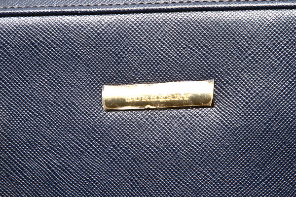 バーバリー ネイビー 紺 レザー ハンドバッグ レディース BURBERRY 中古