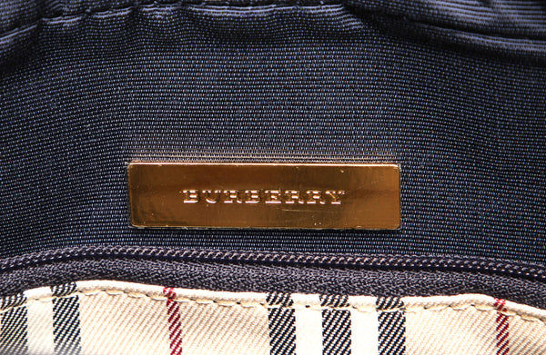 バーバリー ネイビー 紺 レザー ハンドバッグ レディース BURBERRY 中古