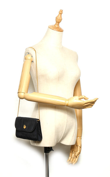 ディオール トロッター ネイビー ナイロン レザー チェーン ショルダーバッグ レディース Dior 中古
