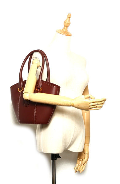 カルティエ マスト　 ボルドー レザー ショルダーバッグ レディース CARTIER 中古