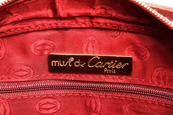 カルティエ マスト　 ボルドー レザー ショルダーバッグ レディース CARTIER 中古