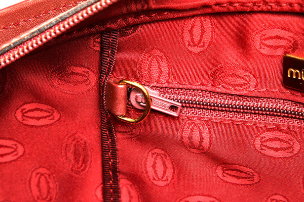 カルティエ マスト　 ボルドー レザー ショルダーバッグ レディース CARTIER 中古