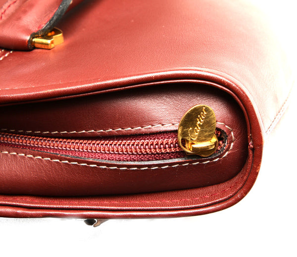 カルティエ マスト　 ボルドー レザー ショルダーバッグ レディース CARTIER 中古