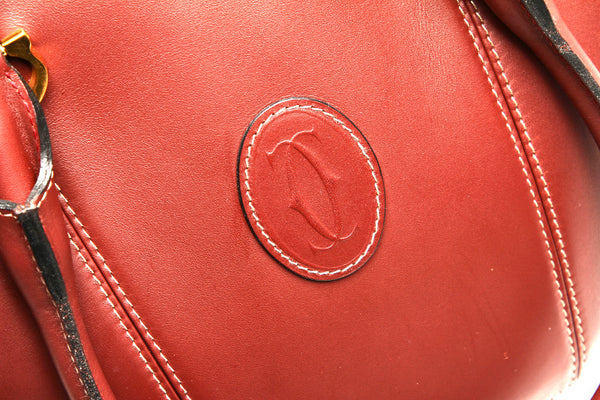 カルティエ マスト　 ボルドー レザー ショルダーバッグ レディース CARTIER 中古