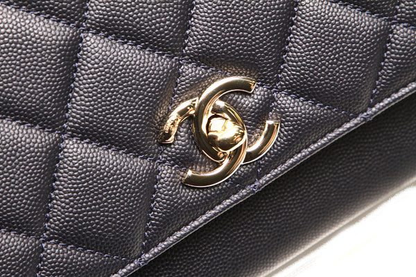 シャネル マトラッセ ネイビー レザー ハンドバッグ ショルダーバッグ 2WAY レディース CHANEL 中古