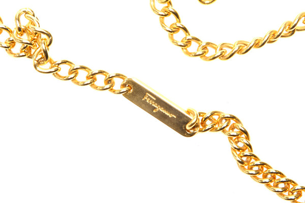 サルヴァトーレフェラガモ ヴァラリボン 223054 ネイビー レザー ショルダーバッグ レディース Salvatore Ferragamo 中古