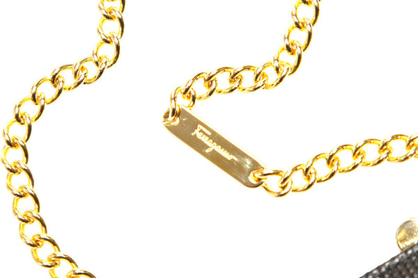 サルヴァトーレフェラガモ ヴァラリボン 223054 ブラック 黒 レザー ショルダーバッグ レディース Salvatore Ferragamo 中古