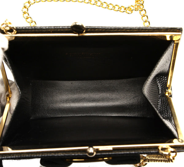 サルヴァトーレフェラガモ ヴァラリボン 223054 ブラック 黒 レザー ショルダーバッグ レディース Salvatore Ferragamo 中古