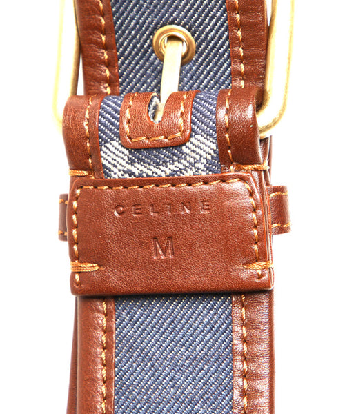 セリーヌ マカダム ブルー 青 デニム レザー ウエストバッグ ユニセックス CELINE 中古