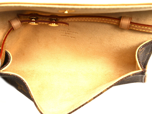 ルイ ヴィトン モノグラム ポシェット ツインＰＭ M51854 ブラウン 茶 PVC レザー ポシェット レディース LOUIS VUITTON 中古