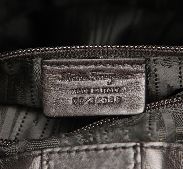 サルヴァトーレフェラガモ GG-21 C986 ブラック レザー ハンドバッグ レディース Salvatore Ferragamo 中古