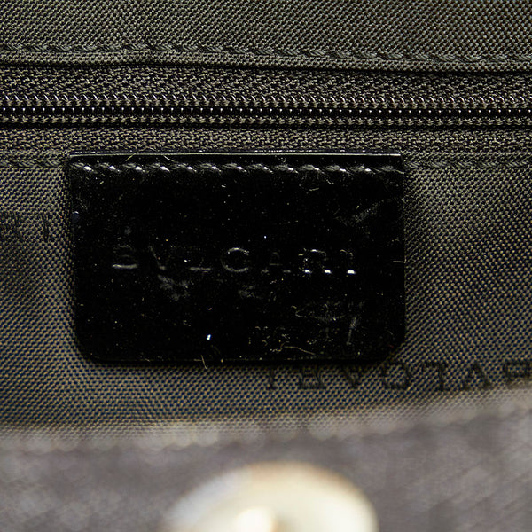 ブルガリ ロゴマニア ブルー ブラック デニム パテントレザー ショルダーバッグ レディース BVLGARI 【中古】