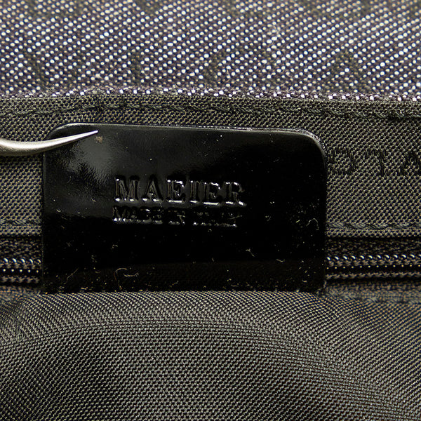 ブルガリ ロゴマニア ブルー ブラック デニム パテントレザー ショルダーバッグ レディース BVLGARI 【中古】