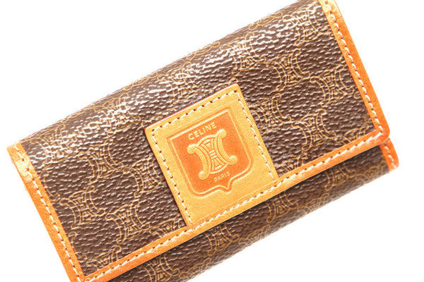 セリーヌ マカダム ６連 ブラウン 茶 PVC レザー キーケース レディース CELINE 中古