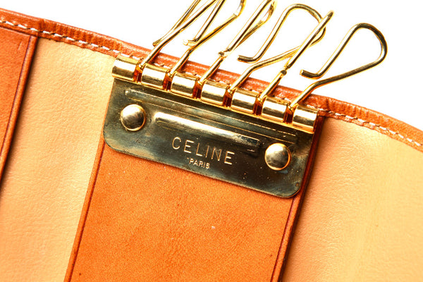 セリーヌ マカダム ６連 ブラウン 茶 PVC レザー キーケース レディース CELINE 中古