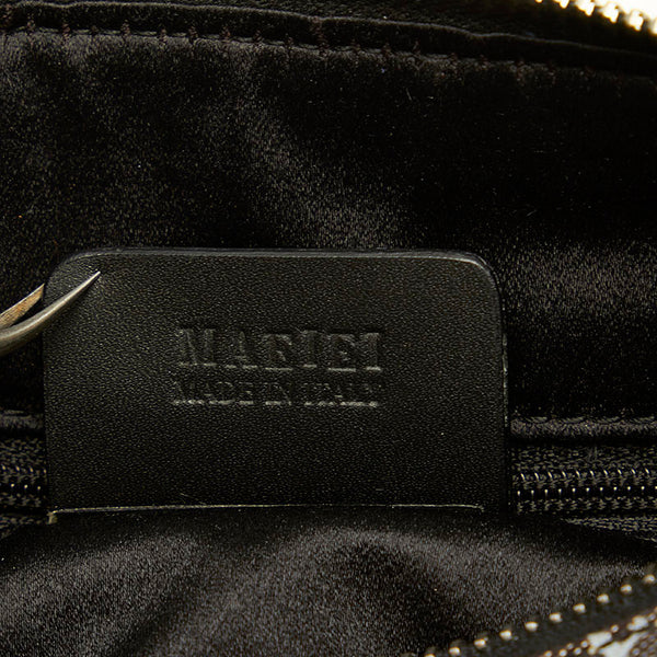 ブルガリ ロゴマニア グレー ブラック キャンバス レザー ショルダーバッグ レディース BVLGARI 【中古】