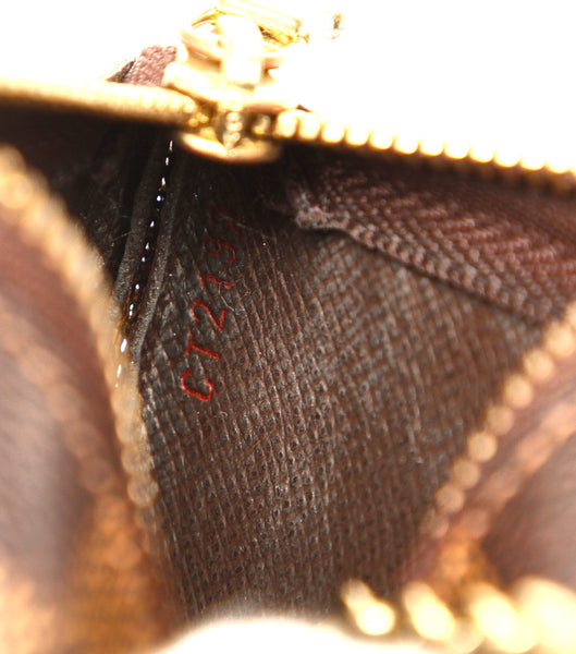 ルイ ヴィトン ダミエ ポシェット・クレ M62650 ブラウン PVC コインケース レディース LOUIS VUITTON 中古