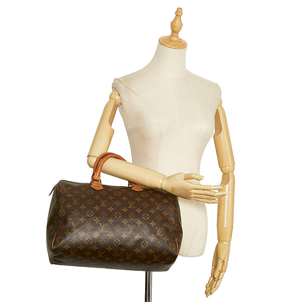 ルイ ヴィトン モノグラム スピーディ35 ハンドバッグ M41524 ブラウン PVC レザー レディース LOUIS VUITTON 【中古】