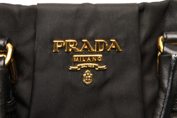 プラダ ブラック ナイロン レザー ハンドバッグ ショルダーバッグ 2WAY レディース PRADA 中古