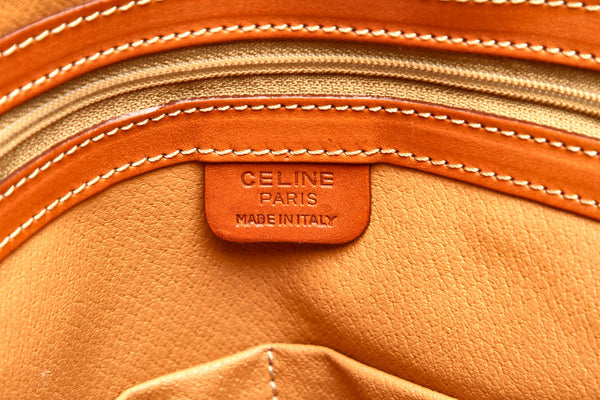 セリーヌ マカダム ブラウン 茶 PVC レザー ハンドバッグ ショルダーバッグ 2WAY ユニセックス CELINE 中古