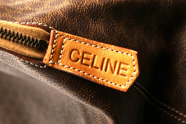 セリーヌ マカダム ブラウン 茶 PVC レザー ハンドバッグ ショルダーバッグ 2WAY ユニセックス CELINE 中古