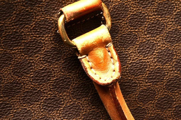 セリーヌ マカダム ブラウン 茶 PVC レザー ハンドバッグ ショルダーバッグ 2WAY ユニセックス CELINE 中古