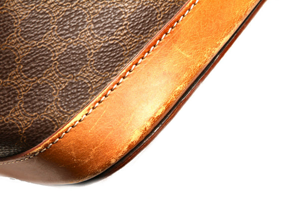 セリーヌ マカダム ブラウン 茶 PVC レザー ハンドバッグ ショルダーバッグ 2WAY ユニセックス CELINE 中古