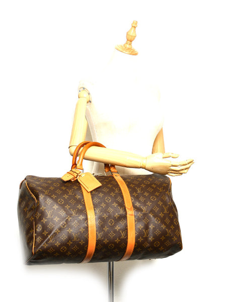 ルイ ヴィトン モノグラム キーポル50 M41426 ブラウン 茶 PVC レザー ボストンバッグ ユニセックス LOUIS VUITTON 中古