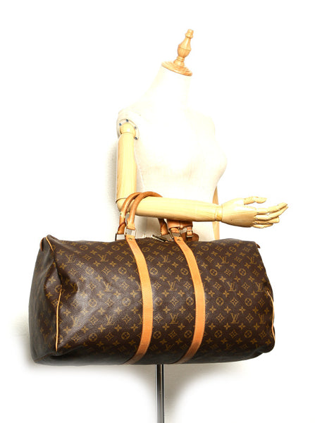 ルイ ヴィトン モノグラム キーポル55 M41424 ブラウン 茶 PVC レザー ボストンバッグ ユニセックス LOUIS VUITTON 中古