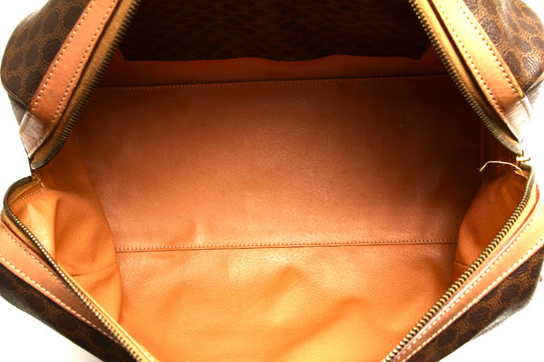 セリーヌ マカダム ブラウン 茶 PVC レザー ボストンバッグ レディース CELINE 中古