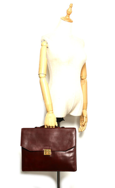カルティエ ワインレッド レザー ブリーフケース レディース CARTIER 中古
