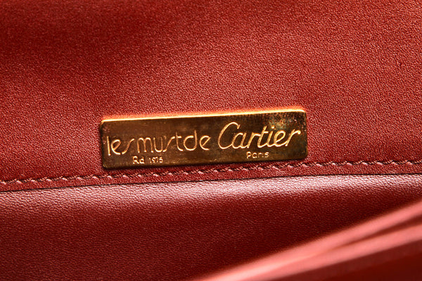 カルティエ ワインレッド レザー ブリーフケース レディース CARTIER 中古