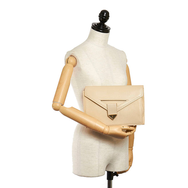 サンローラン アイボリー レザー クラッチバッグ レディース SAINT LAURENT 【中古】