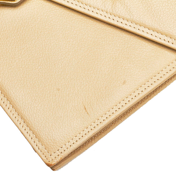 サンローラン アイボリー レザー クラッチバッグ レディース SAINT LAURENT 【中古】