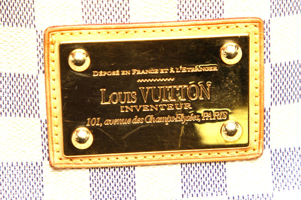 ルイ ヴィトン ダミエ アズール ガリエラPM N55215 ホワイト 白 PVC レザー ショルダーバッグ レディース LOUIS VUITTON 中古