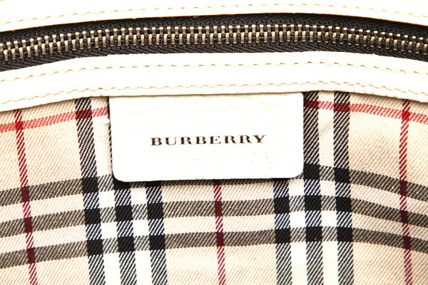 バーバリー ホワイト 白 レザー トートバッグ ユニセックス BURBERRY 中古