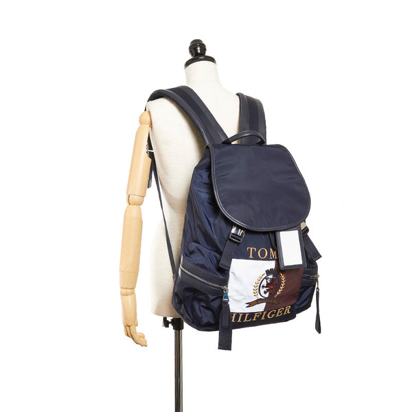 トミーヒルフィガー ネイビー ナイロン リュック バックパック メンズ TOMMY HILFIGER 【中古】