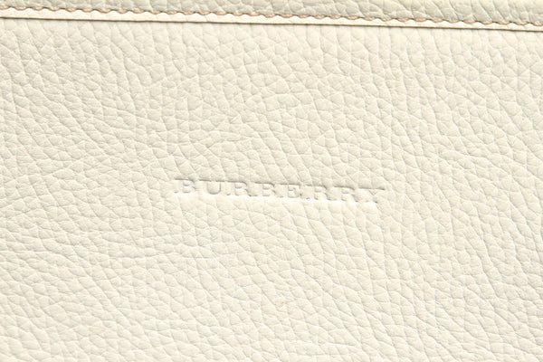 バーバリー ホワイト 白 レザー トートバッグ ユニセックス BURBERRY 中古