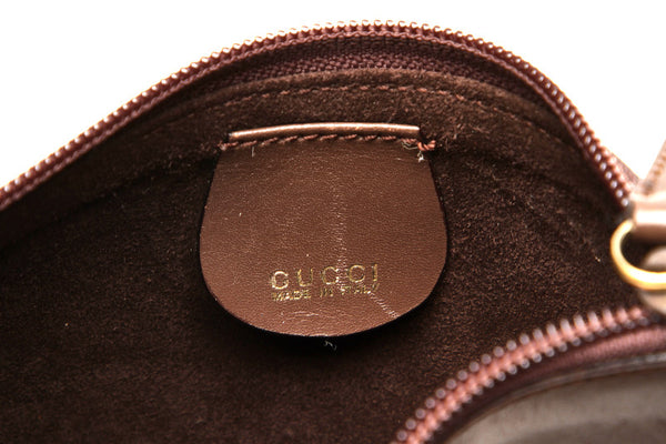 グッチ ウッドハンドル 001・1553 ブラウン レザー ハンドバッグ レディース GUCCI 中古