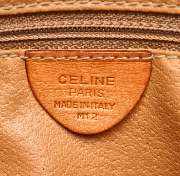 セリーヌ マカダム ブラウン 茶 PVC レザー ショルダーバッグ レディース CELINE 中古