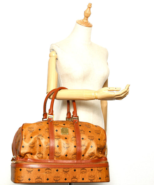 エム シー エム ブラウン 茶 レザー ボストンバッグ レディース MCM 中古