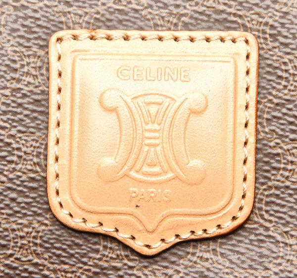 セリーヌ マカダム ブラウン 茶 PVC レザー ボストンバッグ ユニセックス CELINE 中古