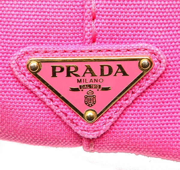 プラダ ミニカナパ B2439G ピンク キャンバス ハンドバッグ ショルダーバッグ 2WAY レディース PRADA 中古